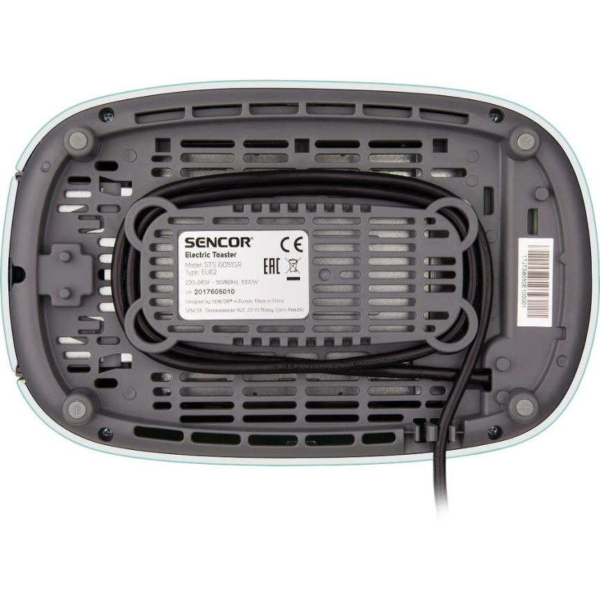 Sencor - Brödrost med två fack och värmehylla 1000W/230V mintgrön