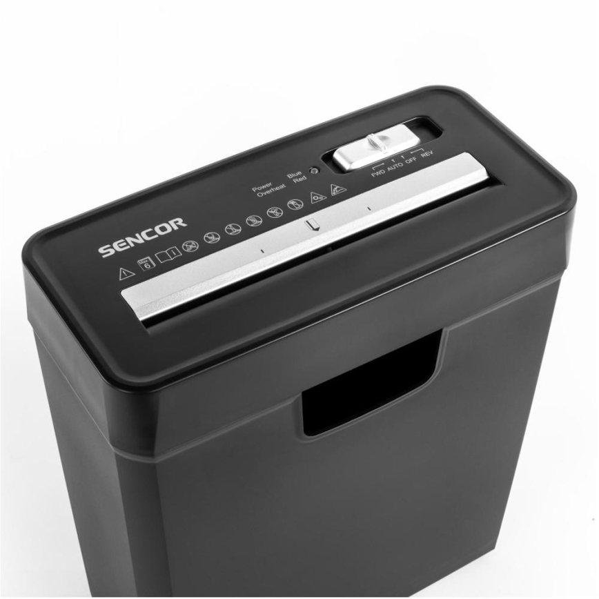 Sencor - Dokumentförstörare A4 volym 10 l 190W/230V svart