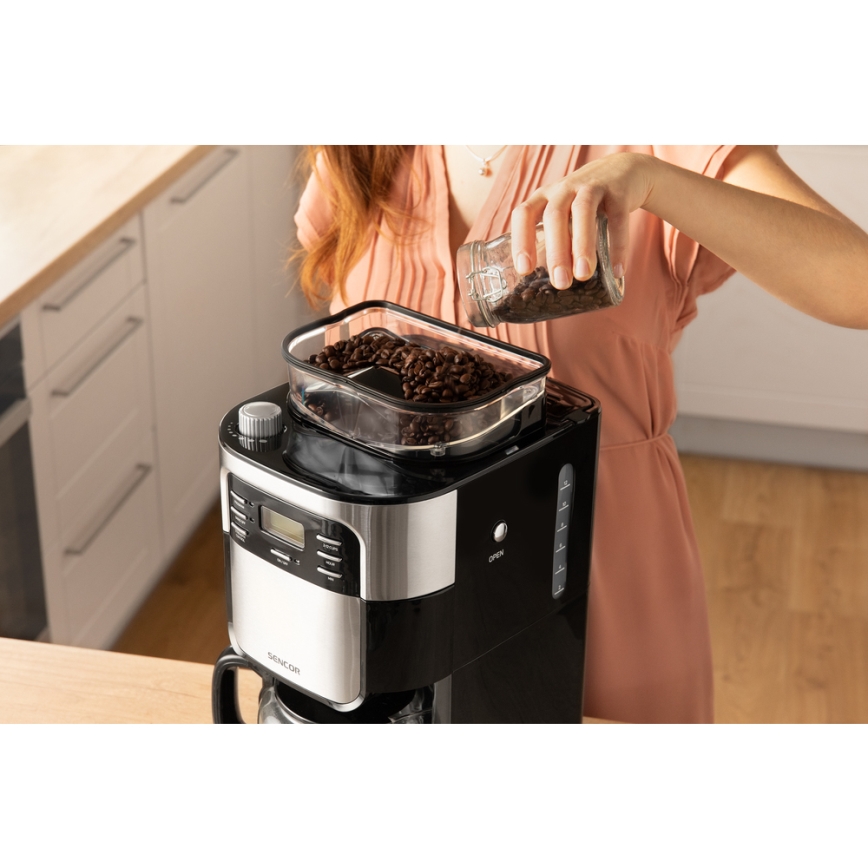 Sencor - Dropp kaffebryggare 1,5 l med LCD display 900W/230V