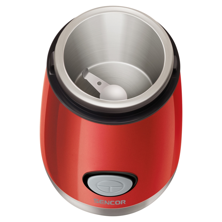Sencor - Elektrisk kaffebönkvarn 60 g 150W/230V röd/matt krom