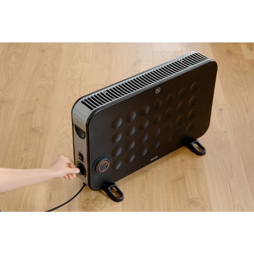 Sencor - Elektrisk konvektorvärmare 750/1250/2000W/230V termostat IP24 svart