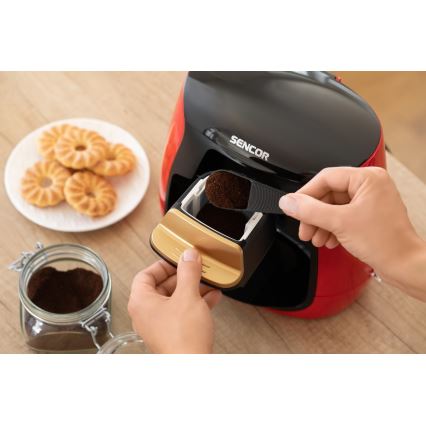 Sencor - Kaffekokare med två muggar 500W/230V röd/svart