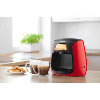 Sencor - Kaffekokare med två muggar 500W/230V röd/svart