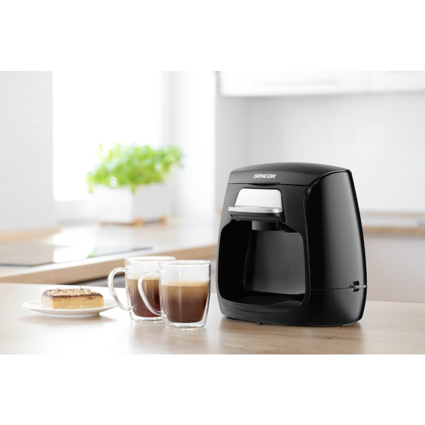 Sencor - Kaffekokare med två muggar 500W/230V svart