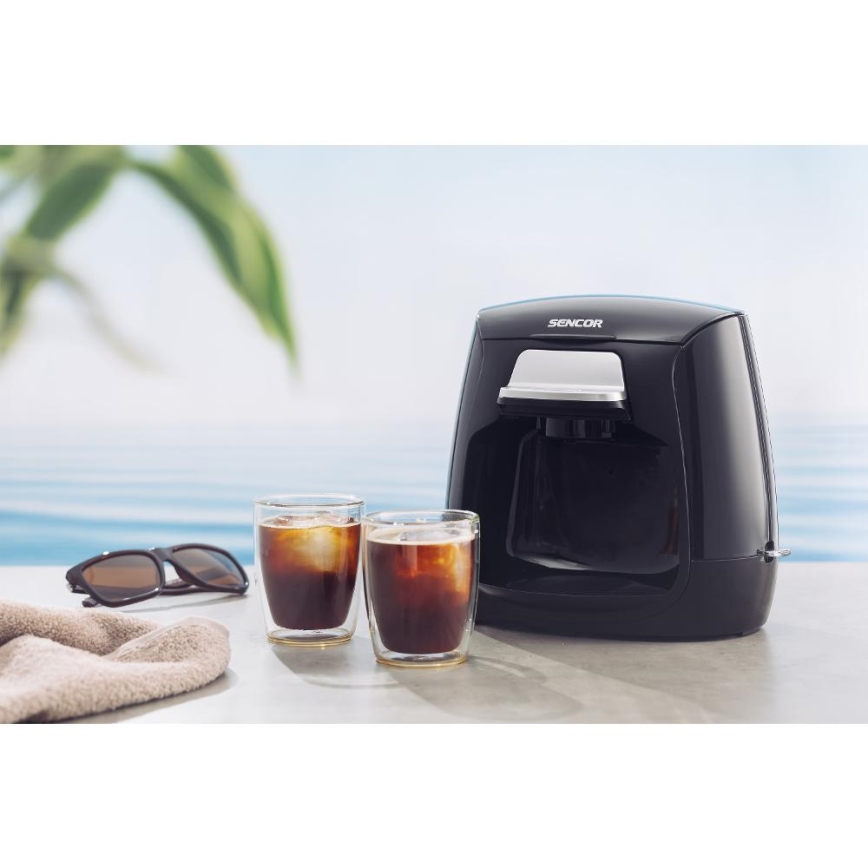 Sencor - Kaffekokare med två muggar 500W/230V svart