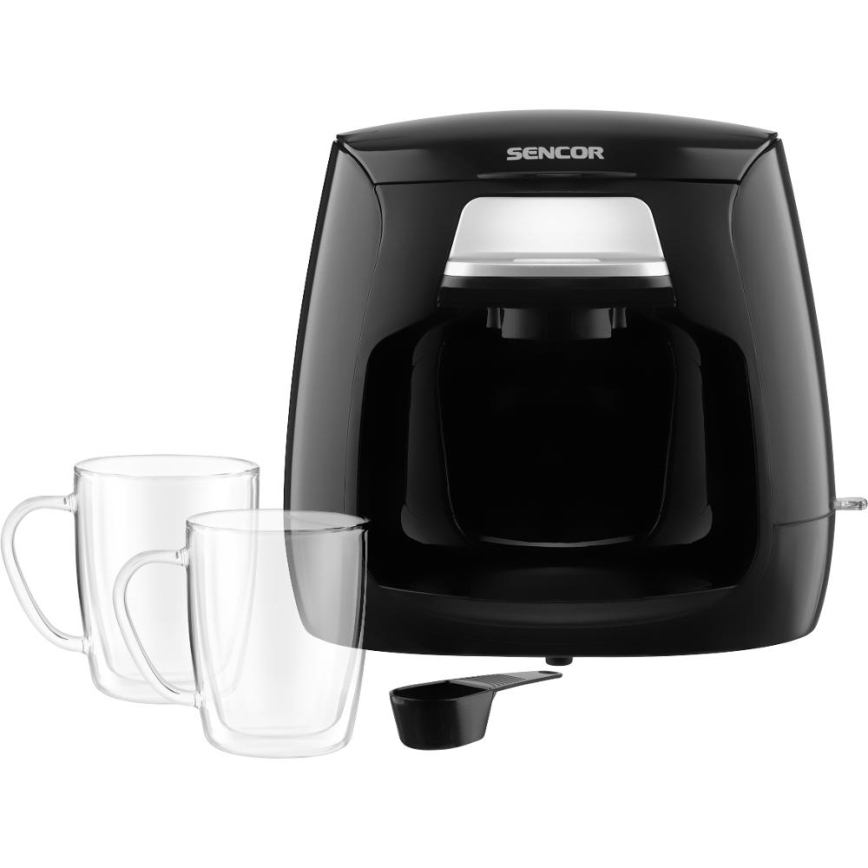 Sencor - Kaffekokare med två muggar 500W/230V svart