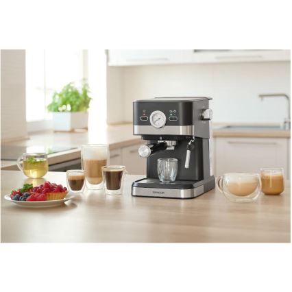 Sencor - Kaffemaskin med spak espresso 1050W/230V svart/matt krom