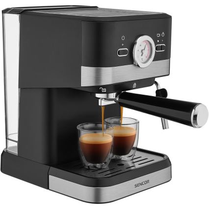 Sencor - Kaffemaskin med spak espresso 1050W/230V svart/matt krom