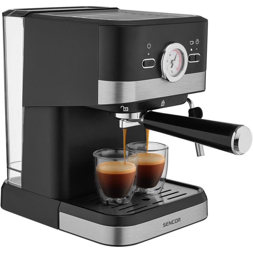 Sencor - Kaffemaskin med spak espresso 1050W/230V svart/matt krom
