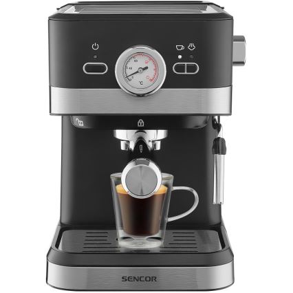 Sencor - Kaffemaskin med spak espresso 1050W/230V svart/matt krom
