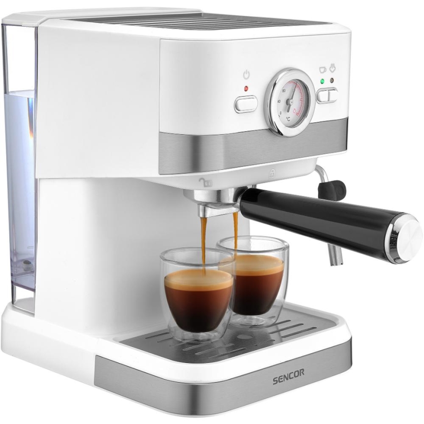 Sencor - Kaffemaskin med spak espresso 1050W/230V vit/matt krom