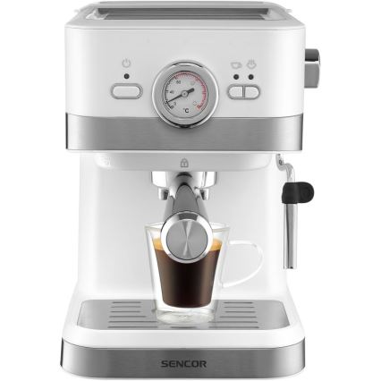 Sencor - Kaffemaskin med spak espresso 1050W/230V vit/matt krom