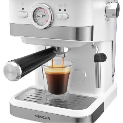 Sencor - Kaffemaskin med spak espresso 1050W/230V vit/matt krom