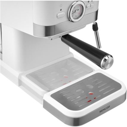 Sencor - Kaffemaskin med spak espresso 1050W/230V vit/matt krom
