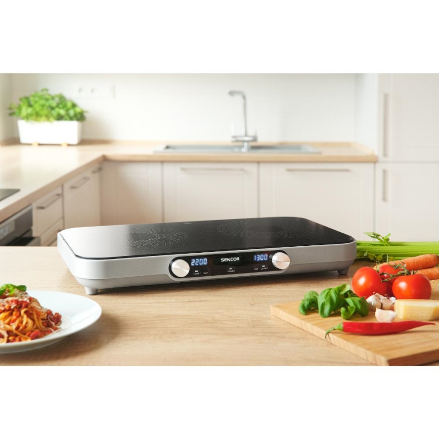 Sencor - Keramisk spishäll med två ringar med LCD display 3500W/230V