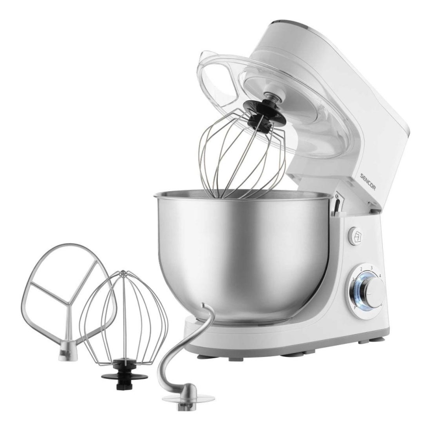 Sencor - Köksrobot med skål av rostfritt stål 1300W/230V vit