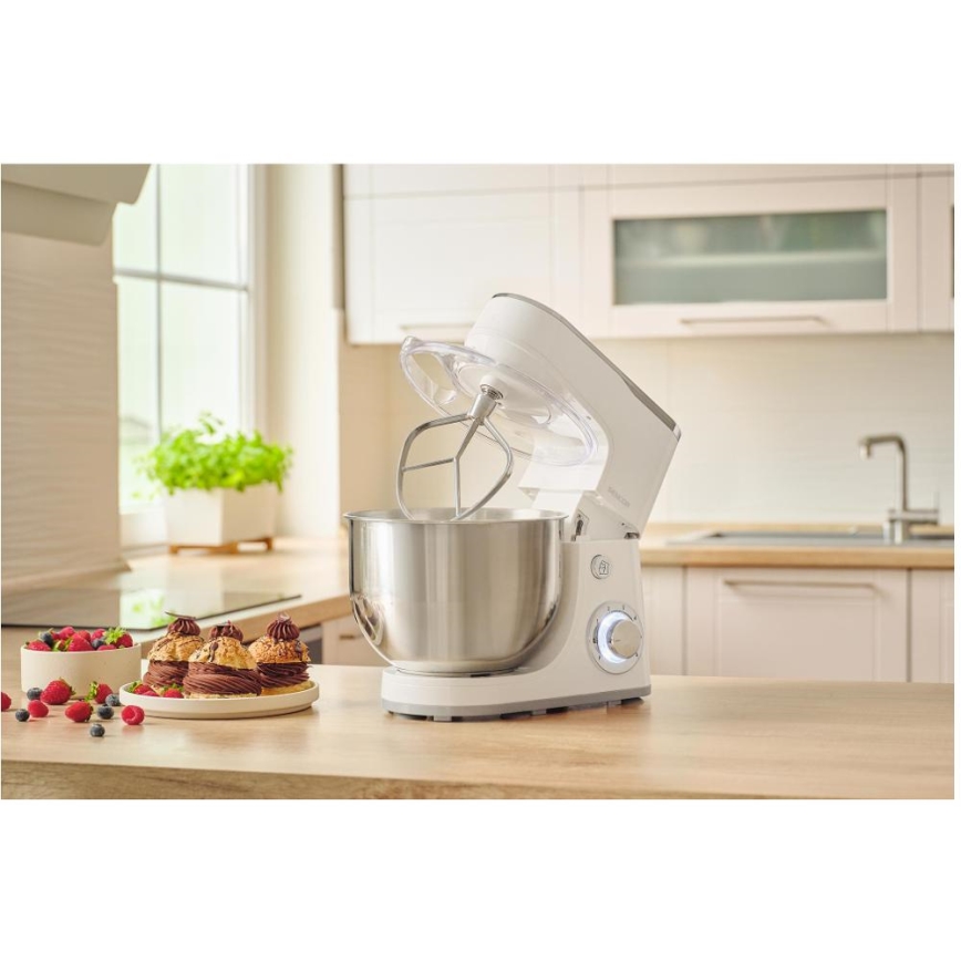 Sencor - Köksrobot med skål av rostfritt stål 1300W/230V vit