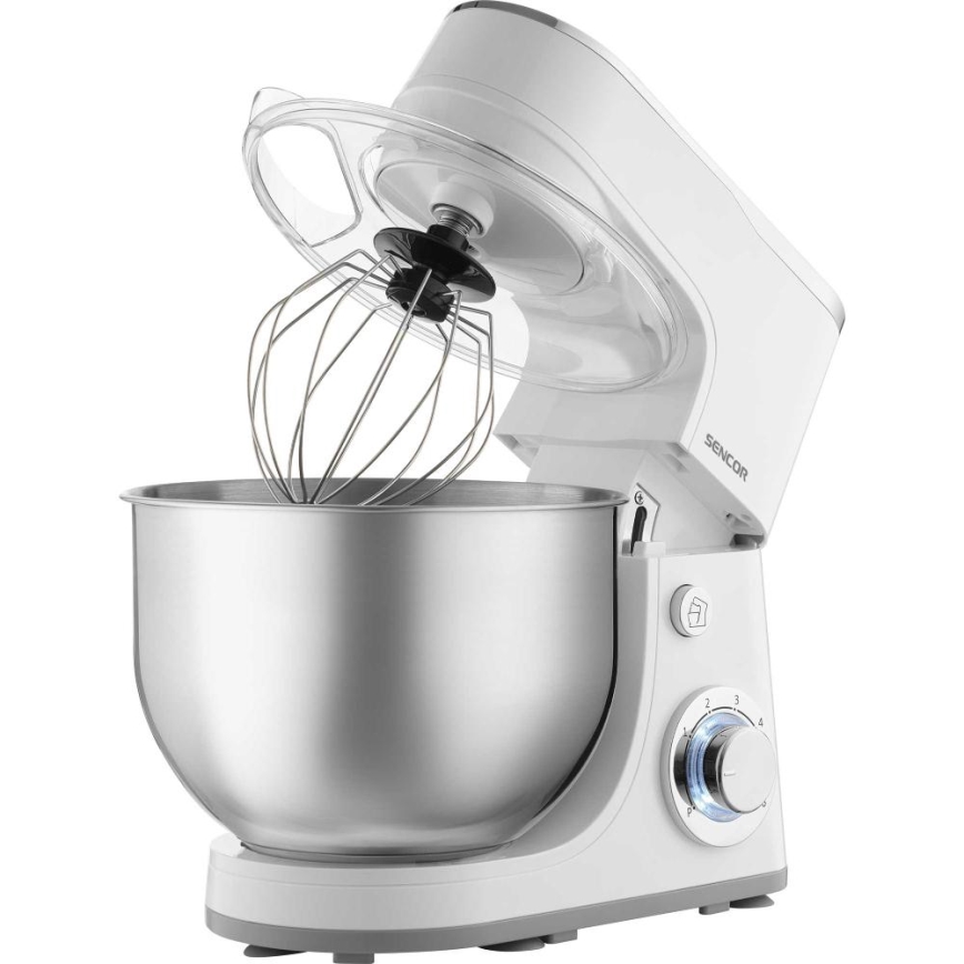 Sencor - Köksrobot med skål av rostfritt stål 1300W/230V vit