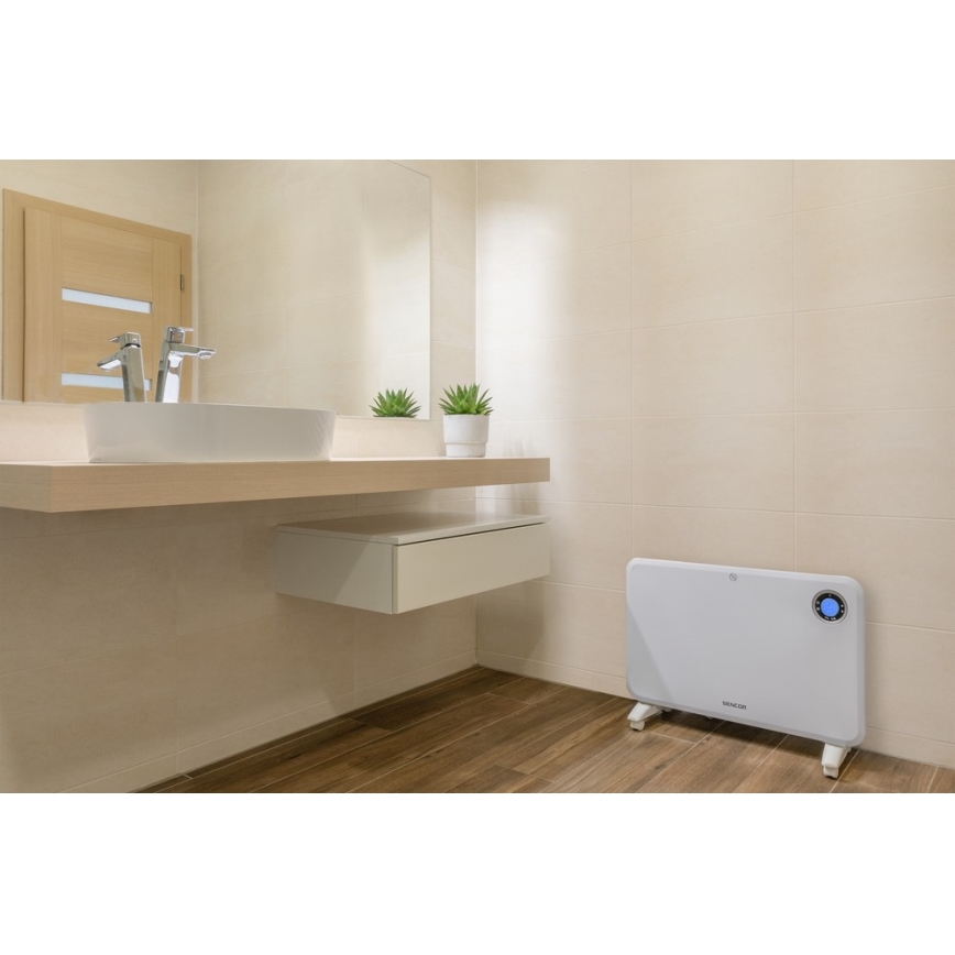 Sencor - konvektionsvärmare med LCD-display och termostat 750W/1500W/230V IP24