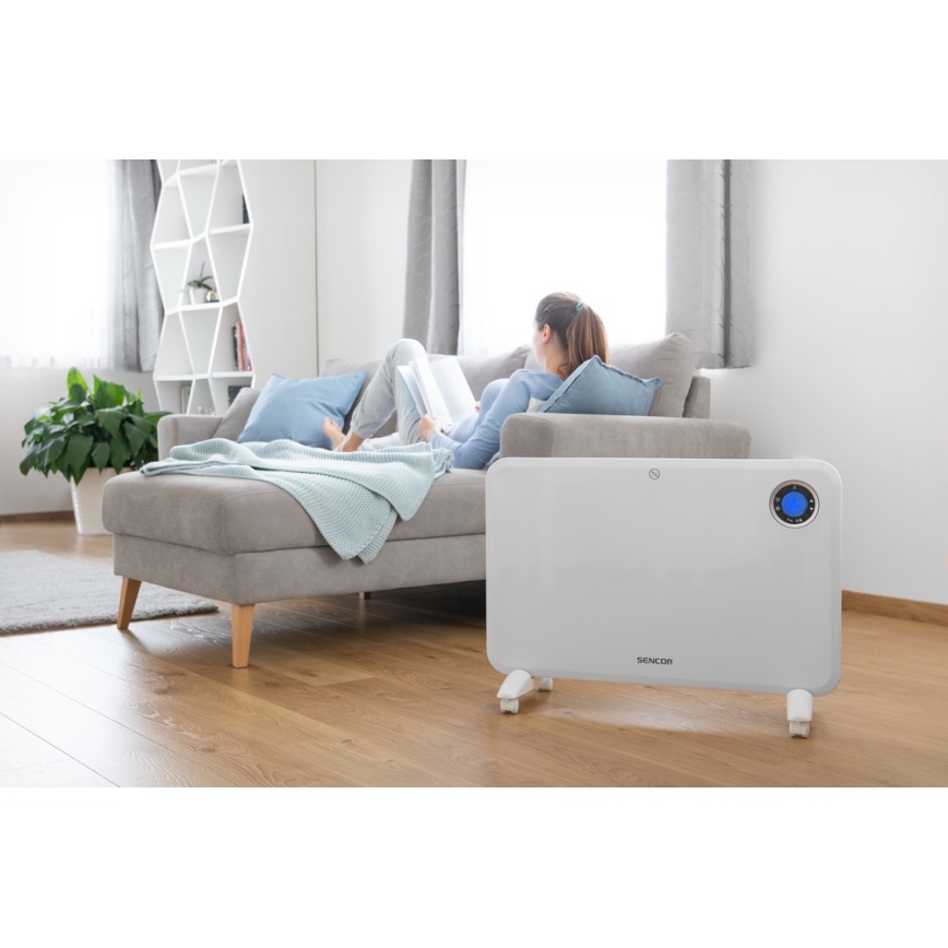 Sencor - Konvektionsvärmare med LCD-skärm och termostat 750W/1500W/230V IP24
