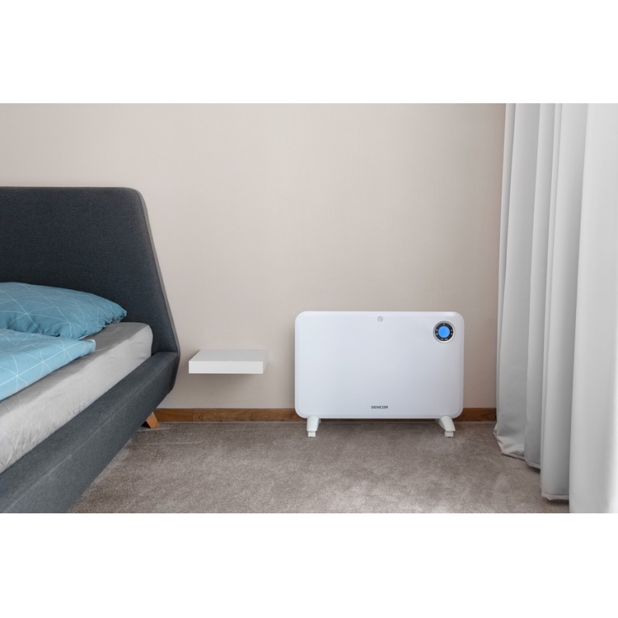 Sencor - Konvektionsvärmare med LCD-skärm och termostat 750W/1500W/230V IP24