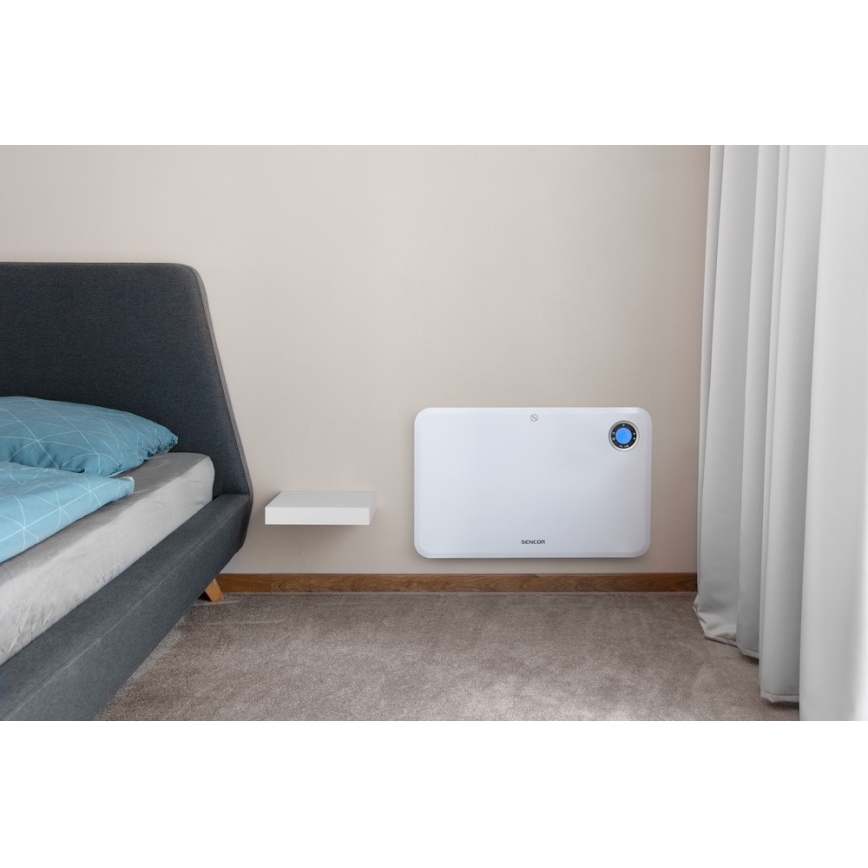 Sencor - Konvektionsvärmare med LCD-skärm och termostat 750W/1500W/230V IP24