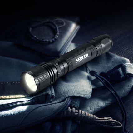 Sencor - LED aluminium ficklampa LED/5W/6xAAA IP44 svart