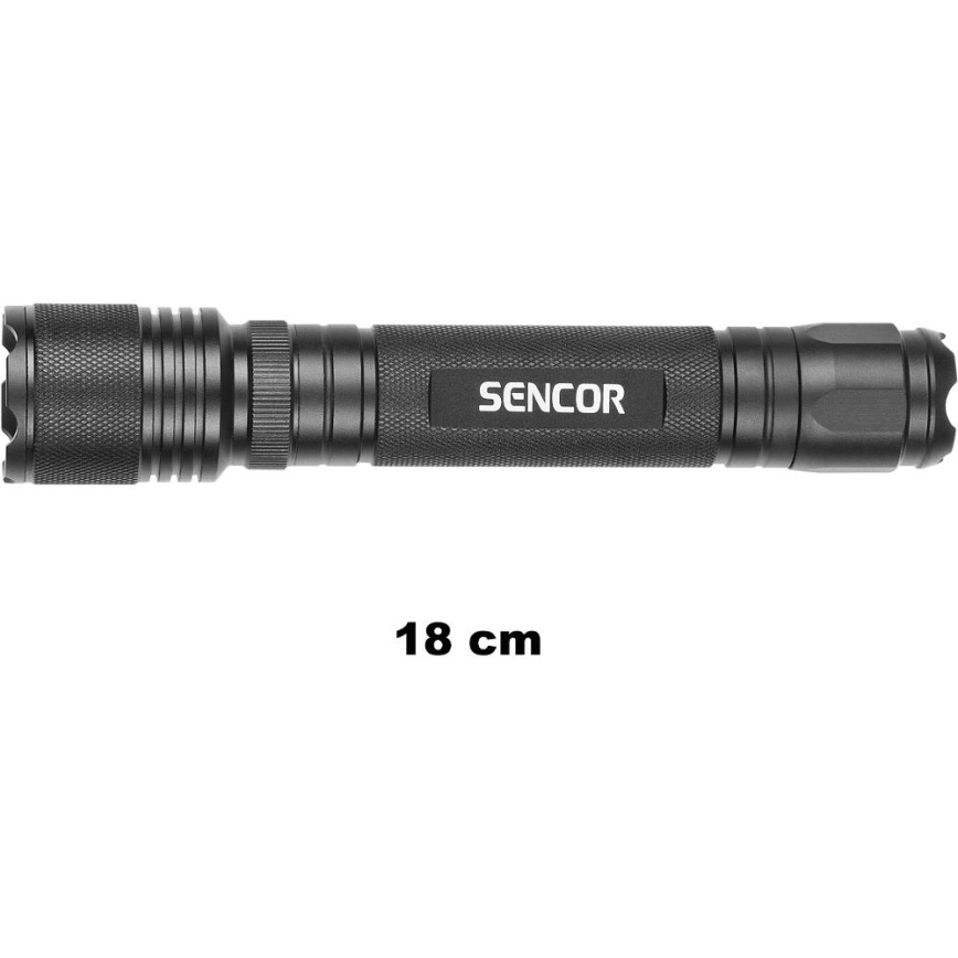 Sencor - LED aluminium ficklampa LED/5W/6xAAA IP44 svart