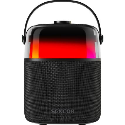 Sencor - LED RGB Högtalare med trådlösa mikrofoner 35W 8000 mAh + 2x 1800 mAh IPX5 svart