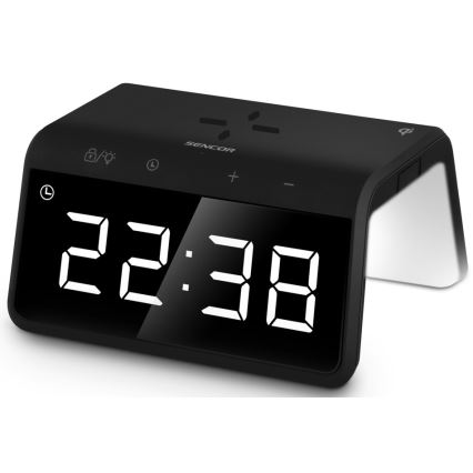 Sencor - LED RGB Väckarklocka med trådlös laddning 10W/1xCR2032