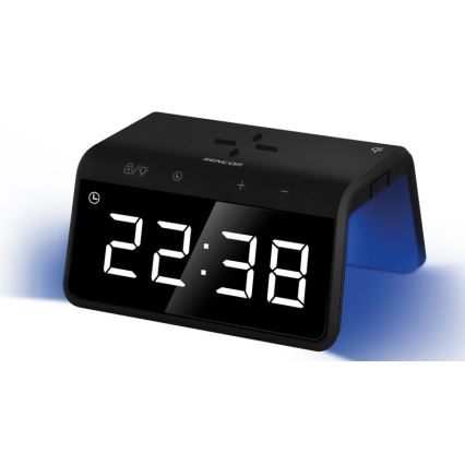 Sencor - LED RGB Väckarklocka med trådlös laddning 10W/1xCR2032
