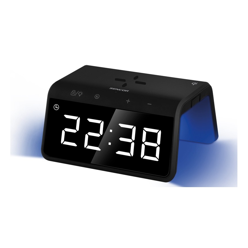 Sencor - LED RGB Väckarklocka med trådlös laddning 10W/1xCR2032