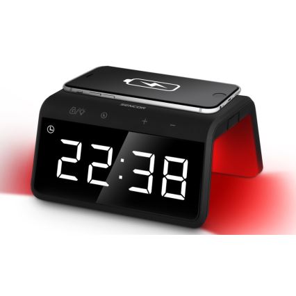 Sencor - LED RGB Väckarklocka med trådlös laddning 10W/1xCR2032