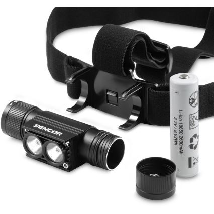 Sencor - LED uppladdningsbar aluminium pannlampa LED/5W/2600 mAh IP65