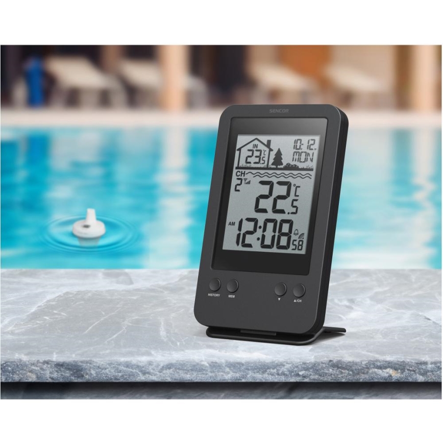 Sencor - Mätstation med trådlös flytsensor för pool 2xAA + 2xAA IPX7