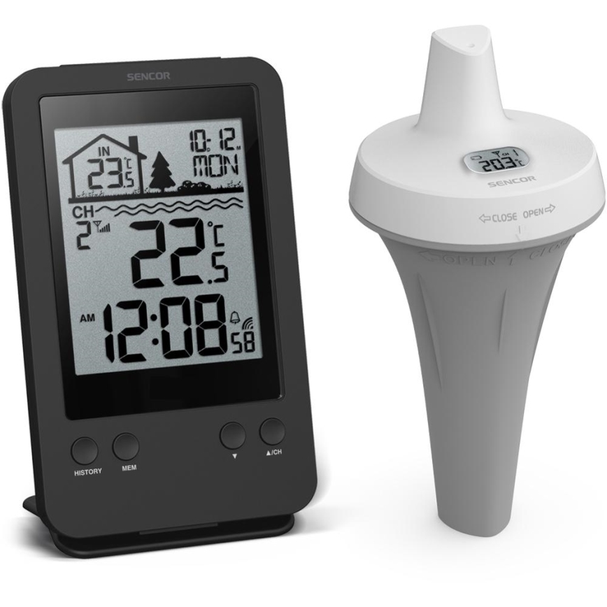 Sencor - Mätstation med trådlös flytsensor för pool 2xAA + 2xAA IPX7