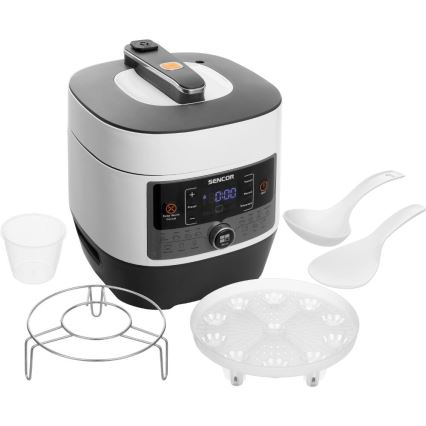 Sencor - Multifunktionell elektrisk tryckkokare 5,5 l 1000W/230V vit/svart