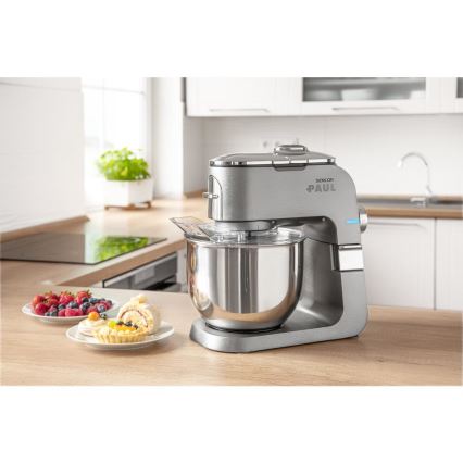 Sencor - Multifunktionell köksrobot med skål av rostfritt stål 1500W/230V matt krom