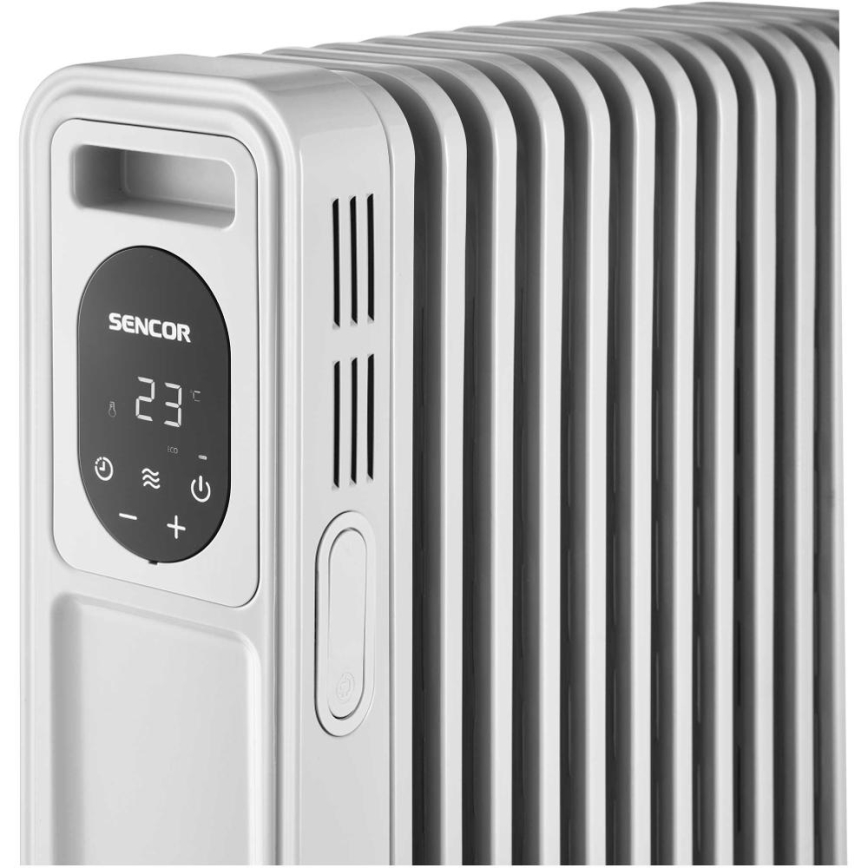 Sencor - Oljeradiator med 11 lameller 1000/2300W/230V vit + fjärrkontroll