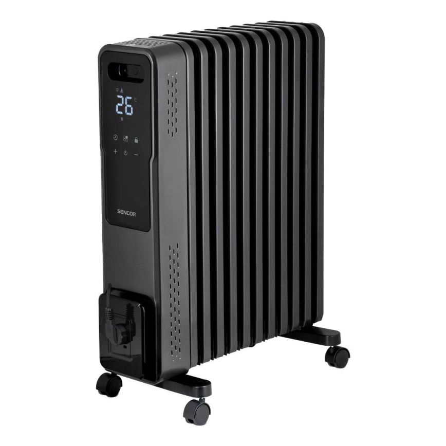 Sencor - Oljefylld radiator med 11 ribbor 1000/1200/2400W/230V Wi-Fi svart