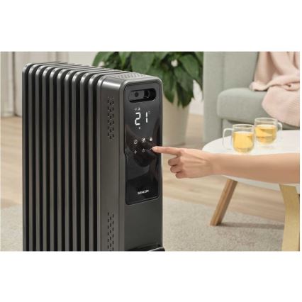 Sencor - Oljefylld radiator med 11 ribbor 1000/1200/2400W/230V Wi-Fi svart