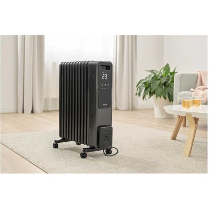Sencor - Oljefylld radiator med 11 ribbor 1000/1200/2400W/230V Wi-Fi svart