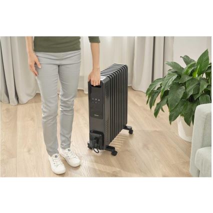 Sencor - Oljefylld radiator med 11 ribbor 1000/1200/2400W/230V Wi-Fi svart