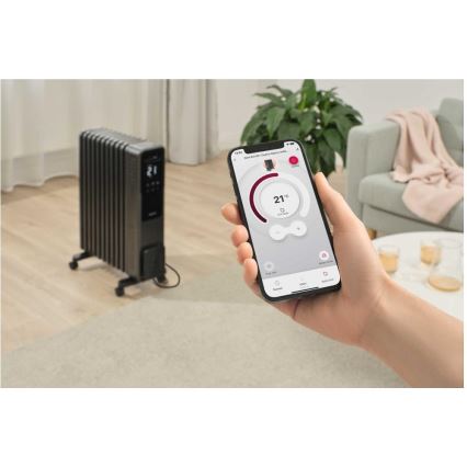 Sencor - Oljefylld radiator med 11 ribbor 1000/1200/2400W/230V Wi-Fi svart