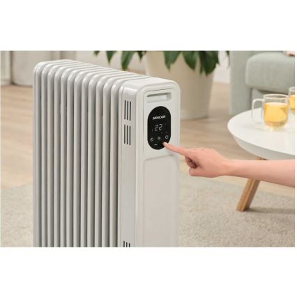 Sencor - Oljefylld radiator med 13 ribbor 1000/2500W/230V vit + fjärrkontroll