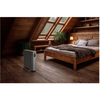 Sencor - Oljefylld radiator med 13 ribbor 1000/2500W/230V vit + fjärrkontroll