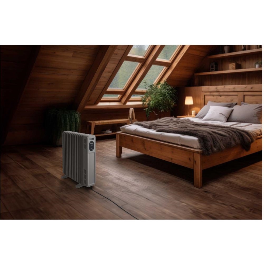Sencor - Oljefylld radiator med 13 ribbor 1000/2500W/230V vit + fjärrkontroll