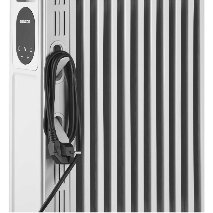 Sencor - Oljefylld radiator med 13 ribbor 1000/2500W/230V vit + fjärrkontroll