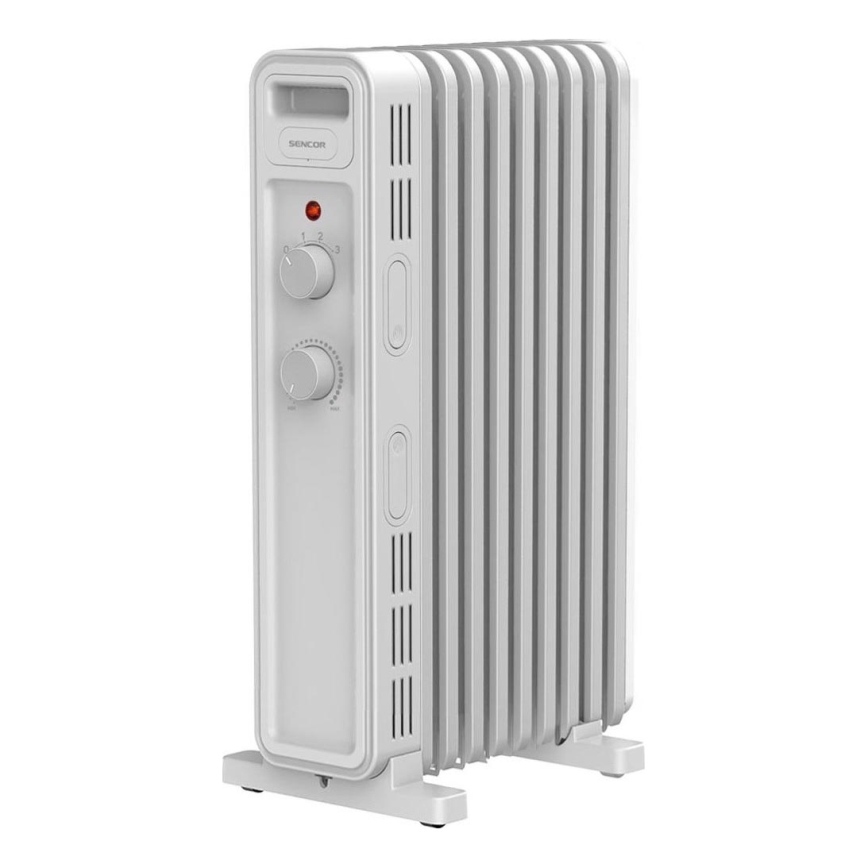 Sencor - Oljefylld radiator med 9 element 800/1200/2000W/230V vit