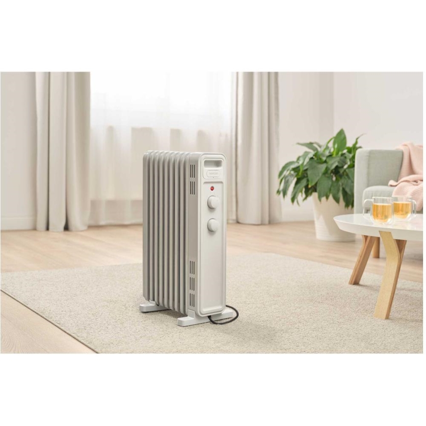 Sencor - Oljefylld radiator med 9 element 800/1200/2000W/230V vit